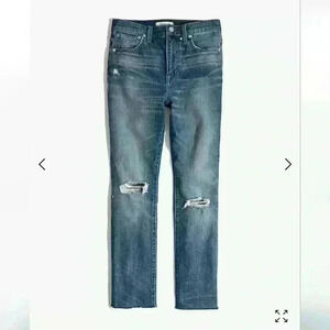 Madewell The High-Rise Slim Crop Boyjean: Knee-Rip Edition Size 25